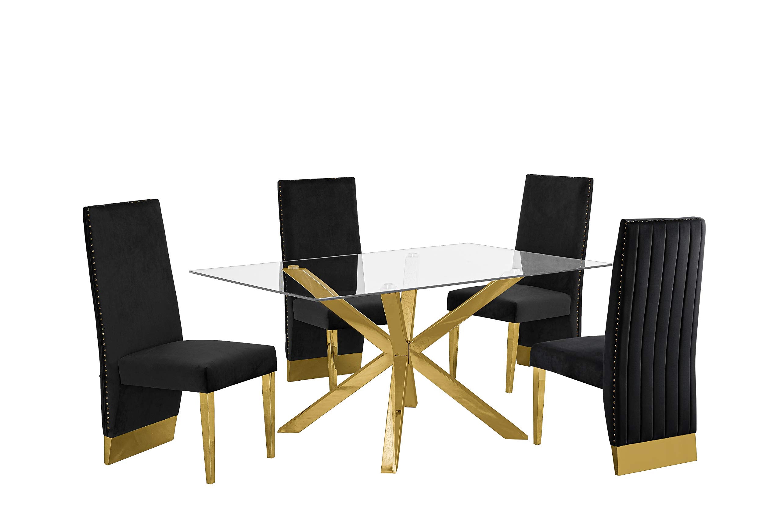 Furniture D61-4Sc162 Dining Set, Black